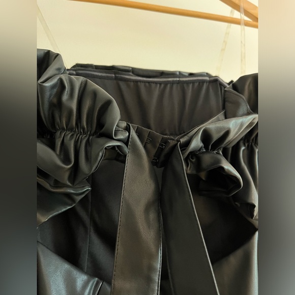 Strapless Faux Leather Ruffle Dress - Picture 3 of 4